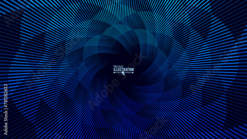 Abstract Blue Fractal Flower Mandala Pattern. Kaleidoscope Design Background. Abstract Sacred Geometry Mysterious Mandala Concept. Vector Illustration.