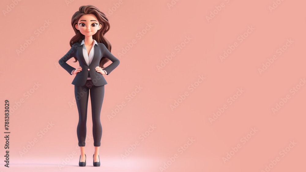 Illustration of A businesswoman wearing formal suit, hands on her hips Illustration of A businesswoman wearing formal suit, hands on her hips