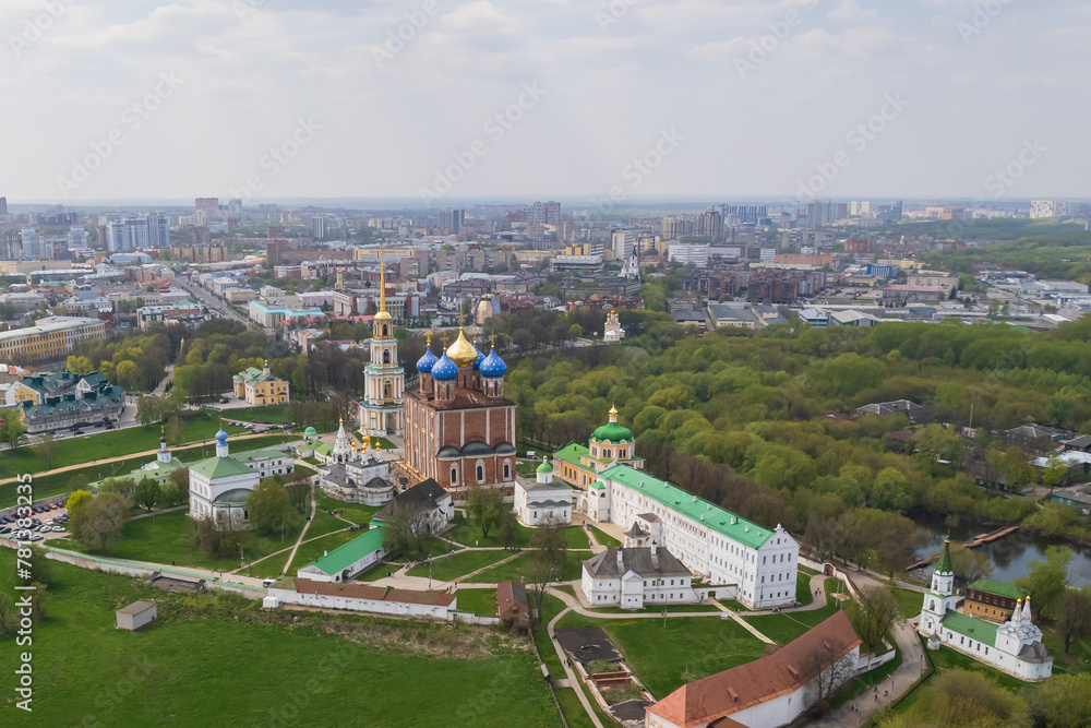 Aerial view of Ryazan town and Kremlin on sunny summer day. Ryazan Oblast, Russia. High quality photo Aerial view of Ryazan town and Kremlin on sunny summer day. Ryazan Oblast, Russia. High quality photo