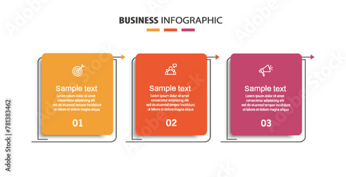 Modern business infographic template with 3 options or steps 