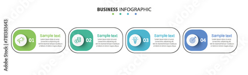 Business infographic design template with 4 options, steps or processes	