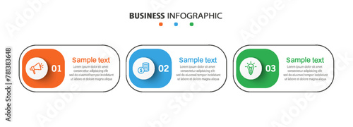 Modern business infographic template with 3 options or steps	
