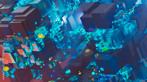abstract image of cubes background in blue toned photo