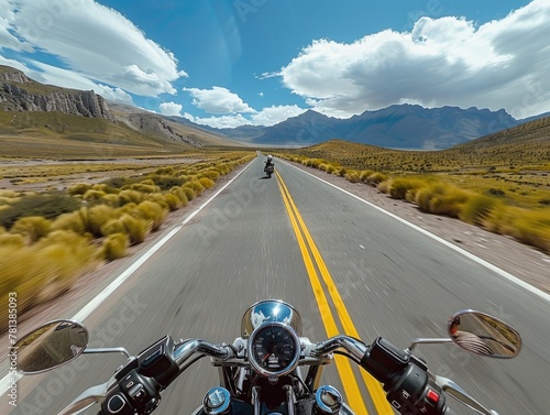 Motorcycle Road Trip Adventure Through Mountainous Landscape