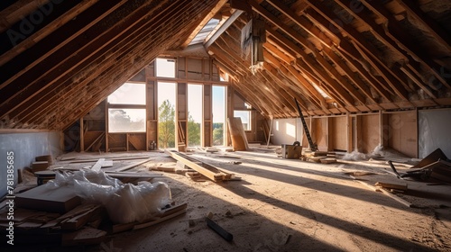 Interior of a new house under construction, remodeling and renovation photo