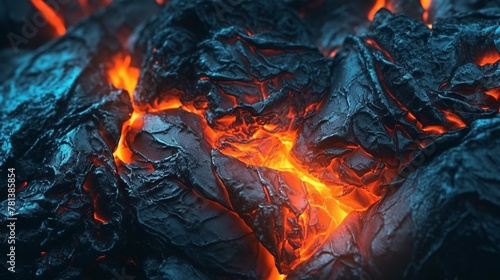 Burning coals close-up. Burning coals in the night.