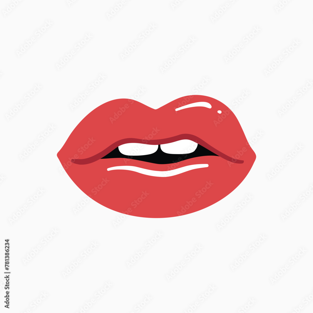 Red lips doodle modern hand drawn print Red lips doodle modern hand drawn print