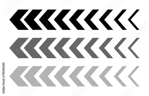 A set of black and gray arrows for business plans, presentations and training on a gray background. A collection of signs, symbols. Arrows indicating the direction of movement. Vector EPS 10. photo
