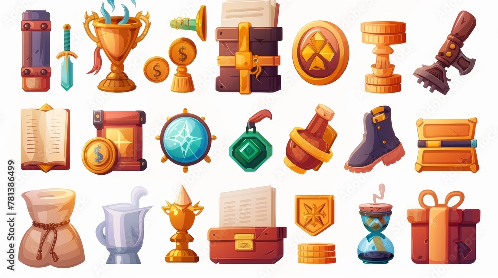 In this set of cartoon modern gui icons, you will find travel diary ...