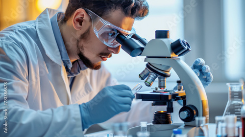 Scientist Examining Microscopic Organisms in Laboratory