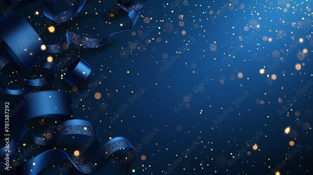 custom made wallpaper toronto digitalMidnight Blue Elegant Holiday Background with Glittering Ribbons and Golden Bokeh