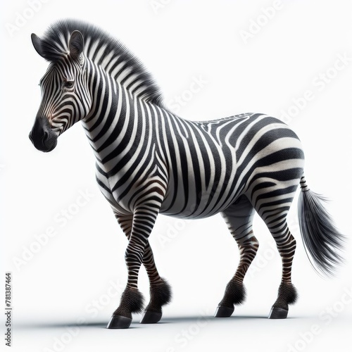 Image of isolated zebra against pure white background  ideal for presentations 