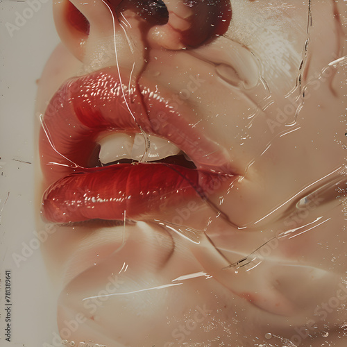 The woman's face had water covering her mouth. Generative AI