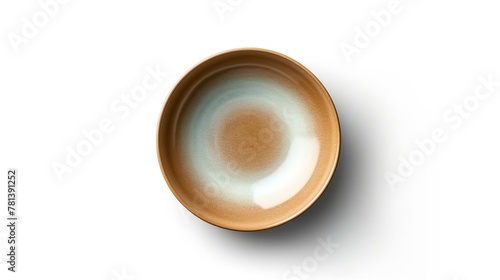 Empty brown ceramic bowl isolated on white background, clipping path included.