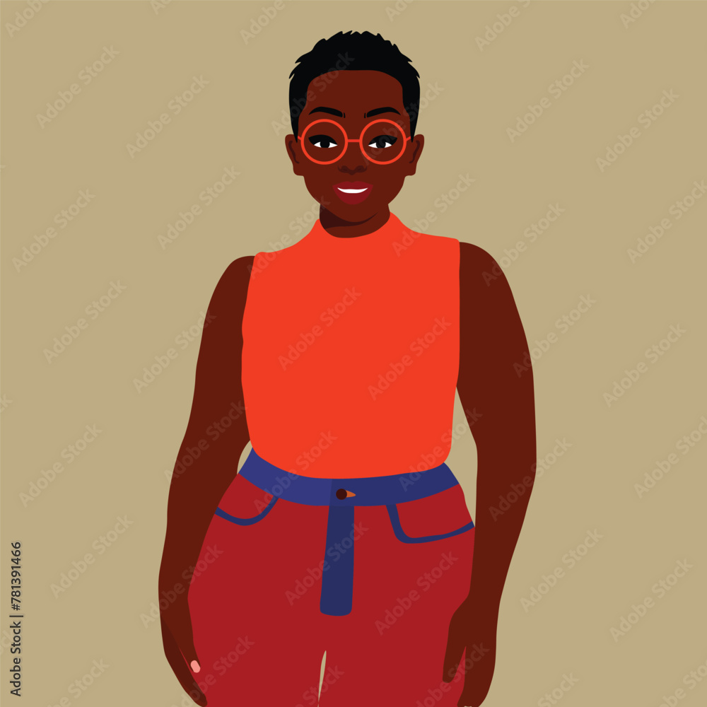 Stylish afro black woman in elegant art style vector Stylish afro black woman in elegant art style vector