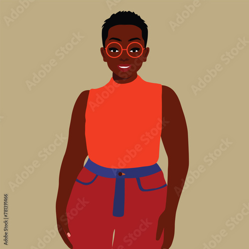 Stylish afro black woman in elegant art style vector