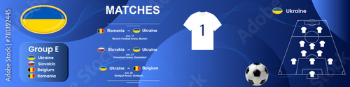 Information banner of the Ukrainian national football team with the match schedule. Seamless carousel for Instagram.