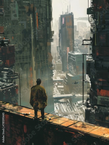 Exploring Dystopian Futures: Graphic Novel Artwork with Futuristic Vibe