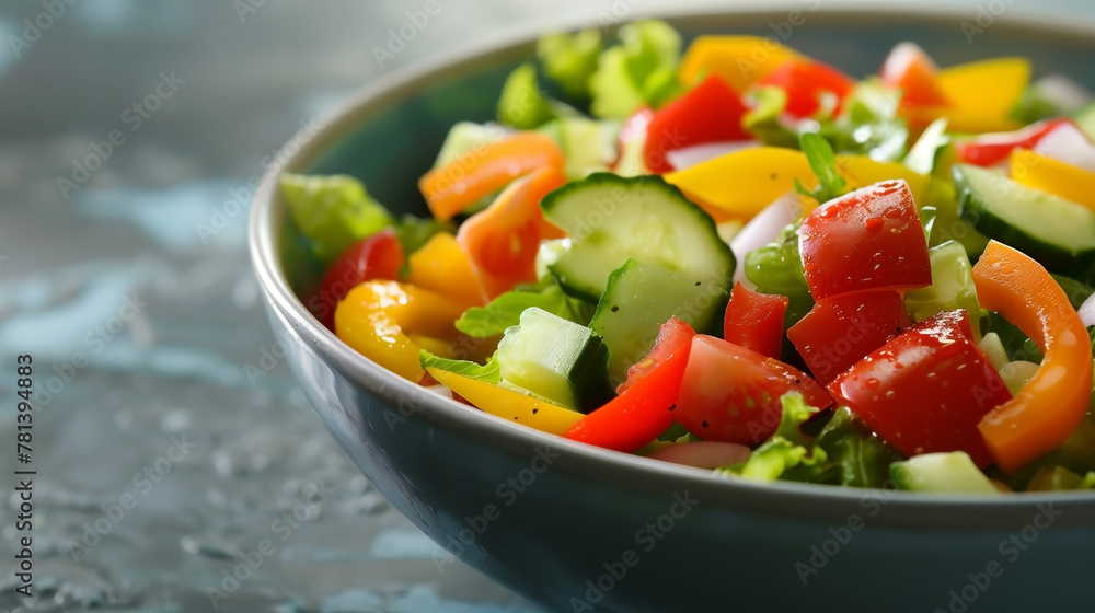 fresh and healthy salad, blank space for advertising or text.