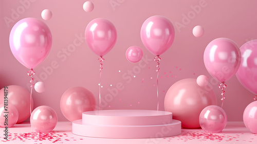 Pink Elegance: Podium Background for Product Showcase