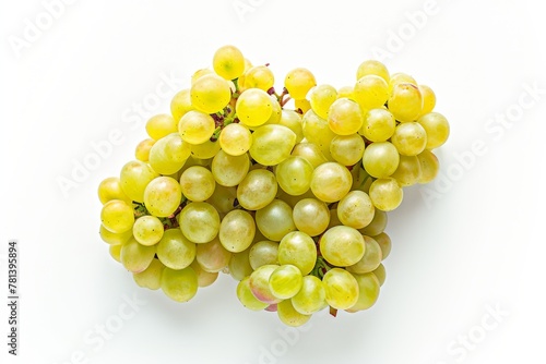 A lot of Shine-Muscat grapes and cut Shine-Muscat grapes on a white background. White grapes. Japanese grapes. View from above . photo on white isolated background