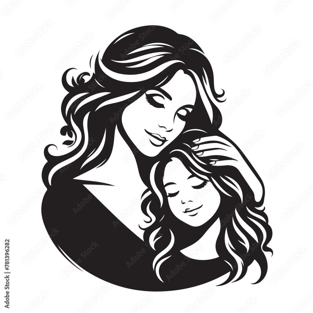 Mother daughter silhouette,Mother son, silhouette, vector files, EPS, Mather's day,
