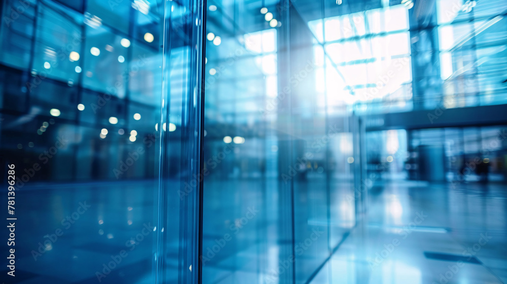 Blurred Glass Wall: Modern Business Office Building in Corporate Hub, Tinted Blue for Sophisticated Atmosphere Blurred Glass Wall: Modern Business Office Building in Corporate Hub, Tinted Blue for Sophisticated Atmosphere