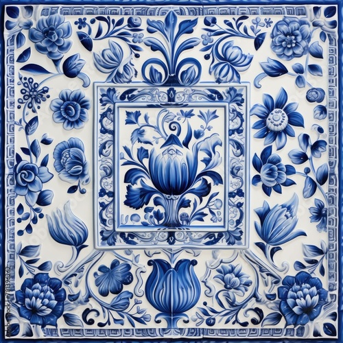 Traditional Dutch Delftware Tiles in Cobalt Blue and White, Floral and Landscape Designs