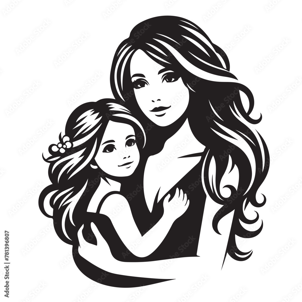 Mother daughter silhouette,Mother son, silhouette, vector files, EPS, Mather's day,