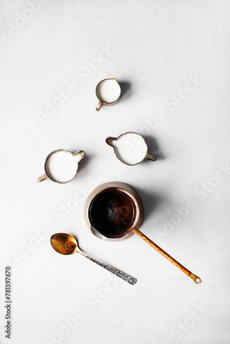 Turkish coffee and milk pitchers