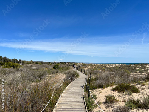 Boardwalk at beach El Muntanyans around Torredembarra