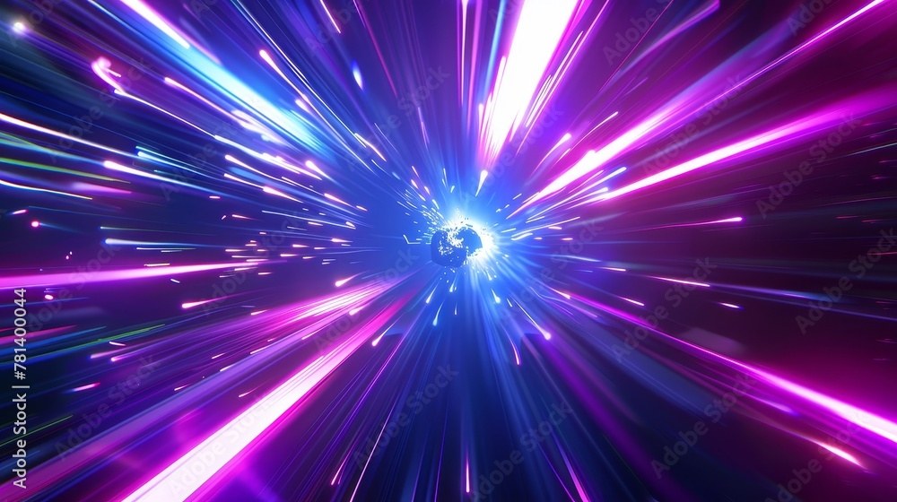 Detailed modern illustration of hyperspace jump through vibrant tunnel, fast speed motion effect, teleportation through space galaxy. Detailed modern illustration of hyperspace jump through vibrant tunnel, fast speed motion effect, teleportation through space galaxy.