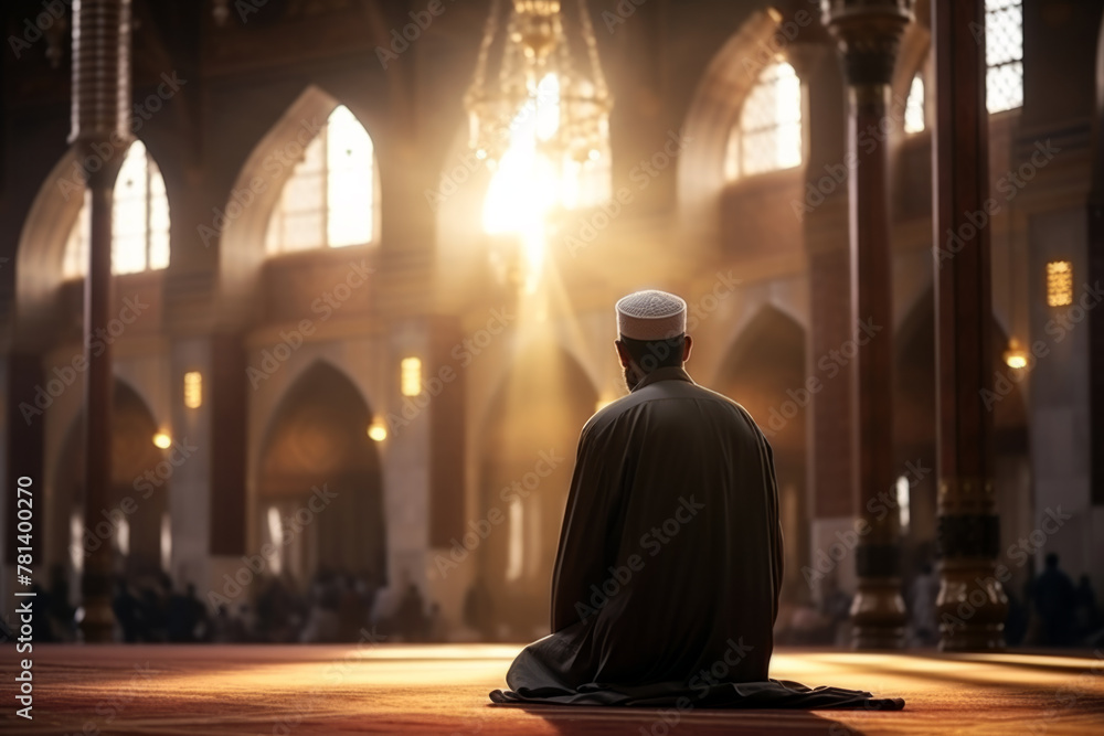 Muslim Men Deep in Prayer