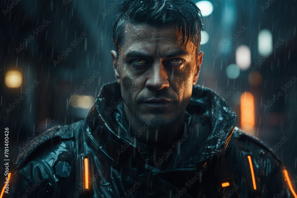 Portrait of a sci-fi cyberpunk person futuristic man from the future cyberpunk Generative AI Portrait of a sci-fi cyberpunk person futuristic man from the future cyberpunk Generative AI
