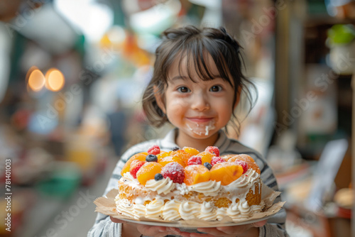 Sweet Celebration, Girl and Fruit Cake