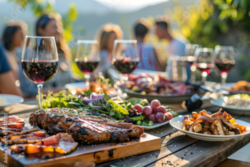 Backyard BBQ Dinner Table Scene