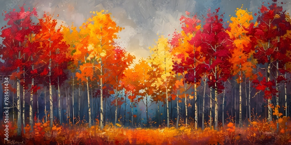 Vibrant Autumn Forest Landscape with Brilliant Foliage Colors Before Winter Arrives