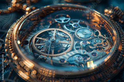 Through the lens of a magnifying glass, the intricate gears of a pocket watch are revealed in all their mechanical splendor, each cog and wheel a testament to the craftsmanship of a bygone era.