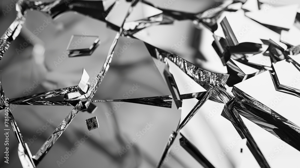 Abstract fragments of a broken mirror. Generative AI Abstract fragments of a broken mirror. Generative AI