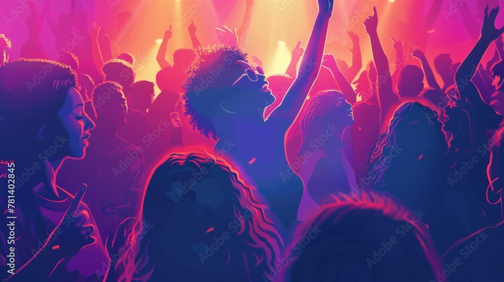Dynamic vector art showcasing a group of people reveling in a lively party atmosphere.