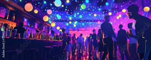 Illustration of a festive party atmosphere rendered in a sleek vector style.