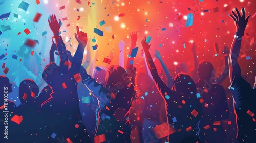Sleek vector art portraying the energetic atmosphere of a party celebration. photo