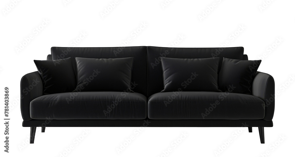 Modern leather black lounge sofa on the transparent background Modern leather black lounge sofa on the transparent background