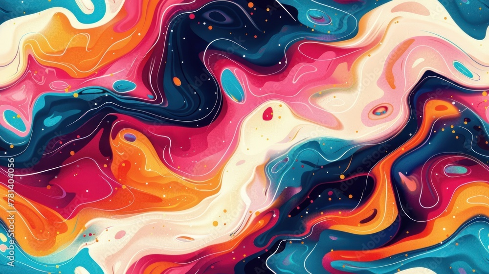 A colorful abstract painting with a lot of different colors and lines