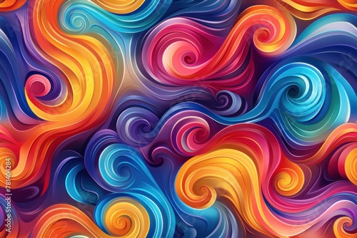 A colorful swirl of colors with a blue and yellow swirl in the middle