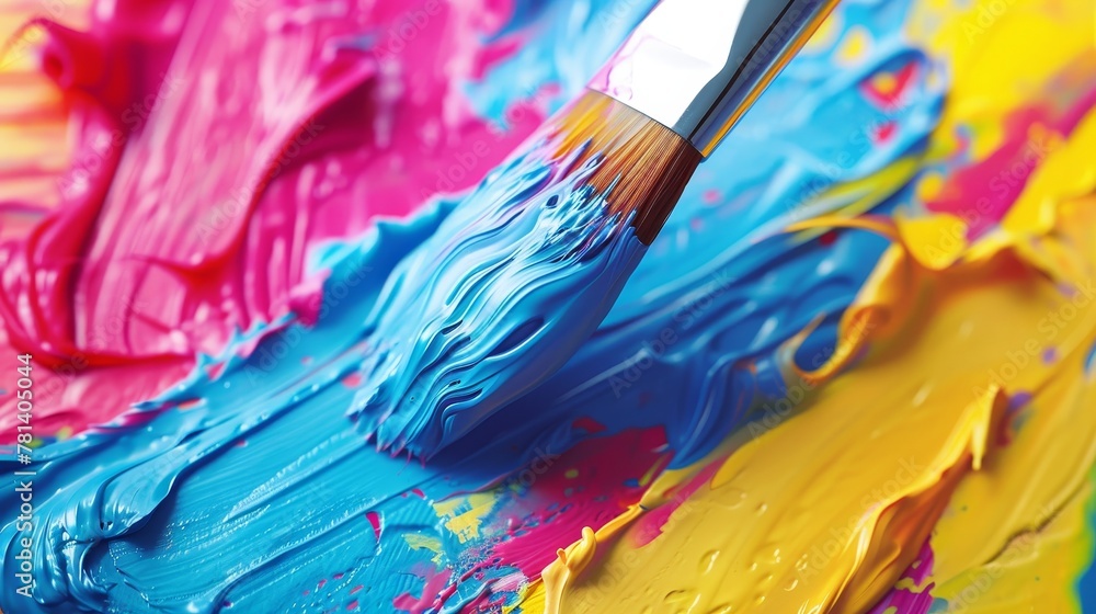 Obraz premium Brighten your home with our CMYK paint selection and brushes, perfect for any DIY enthusiast, in stunning 4k