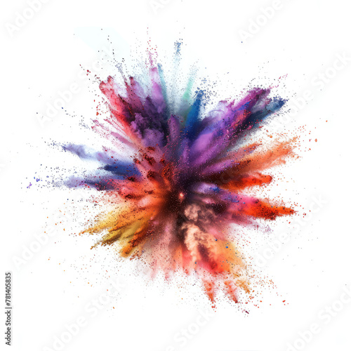 A burst of colorful powder exploding outward in a grand celebration, against a white background.