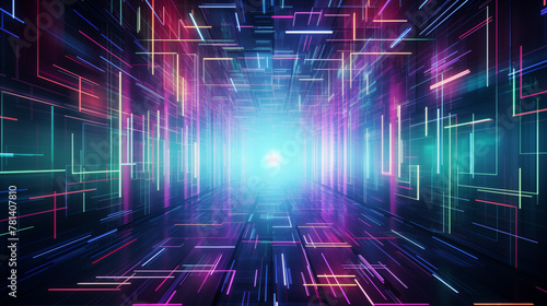 cyberpunk abstract background, featuring a mesmerizing blend of cybernetic elements and artistic flair
