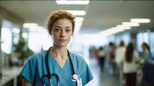 Potrait of a female doctor lookin at the camera and smiling photo