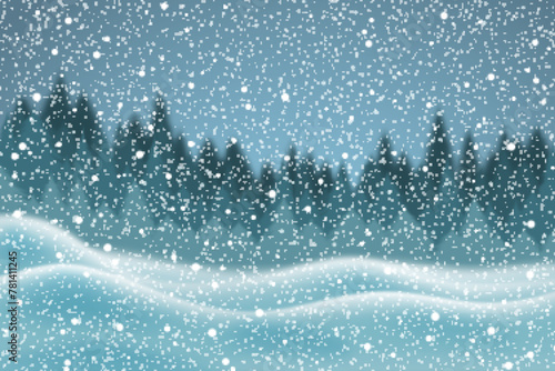 Realistic snowfall background